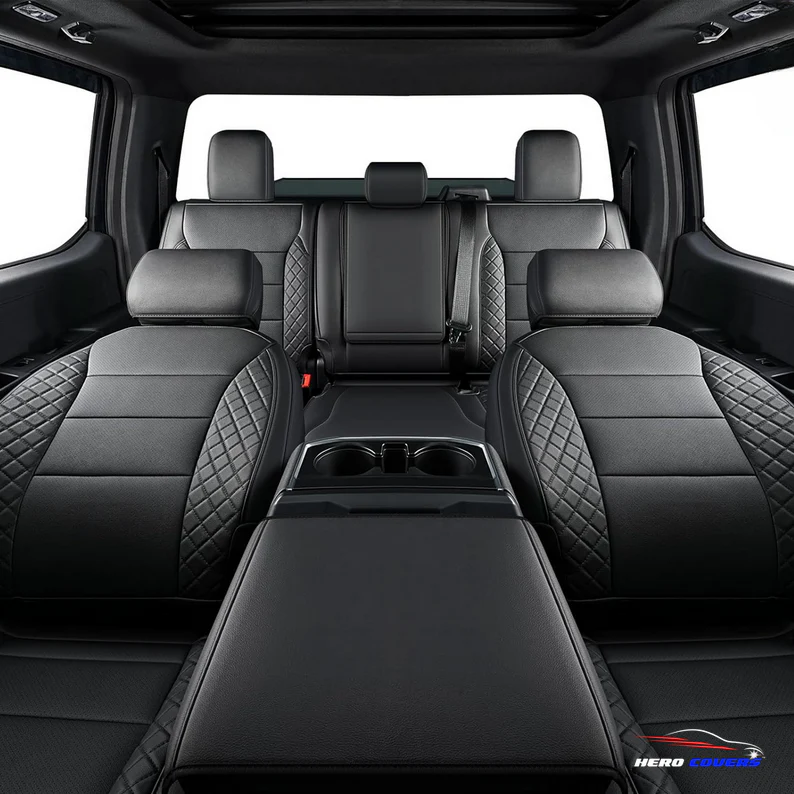 Black Diamond Stiched Custom Car Seat Covers - Image 2
