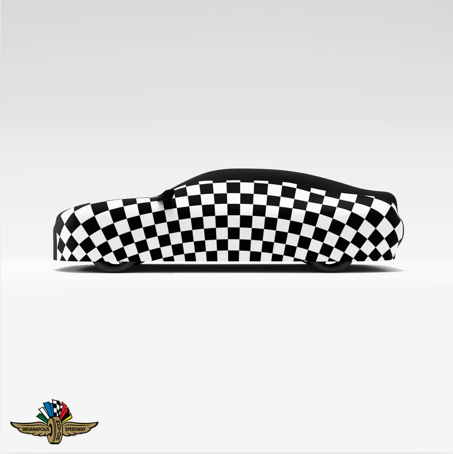 Indy500 Checked Car Cover – Custom Black Checkered Pattern with Iconic Indy 500 Logo for Premium Protection - Image 6