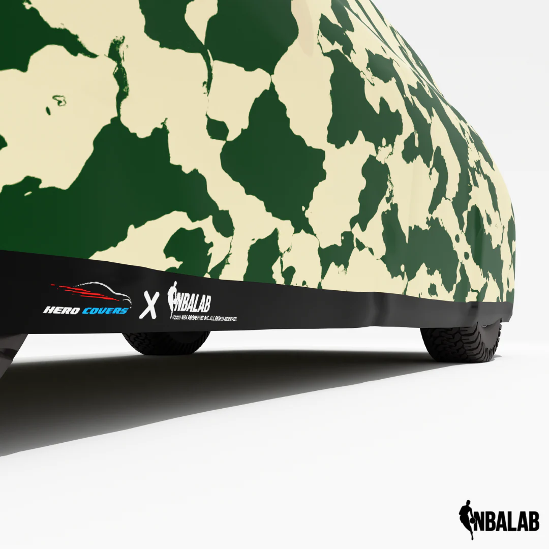 Officially Licensed Milwaukee Bucks Comouflage Car Covers β Indoor & Outdoor | NBA Protection | HeroCovers - Image 4