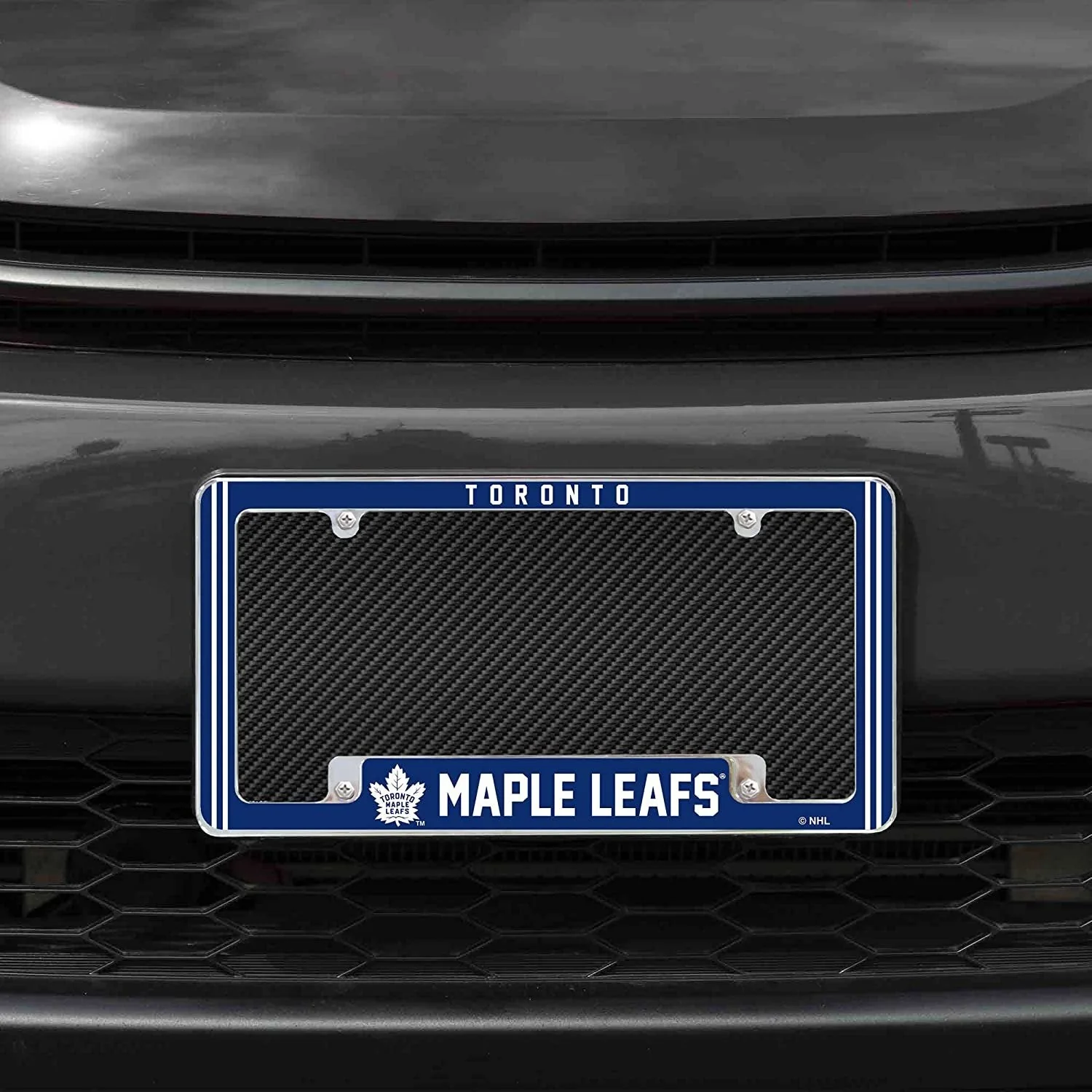 Toronto Maple Leafs Metal License Plate Frame Chrome Tag Cover Alternate Design 6x12 Inch - Image 2